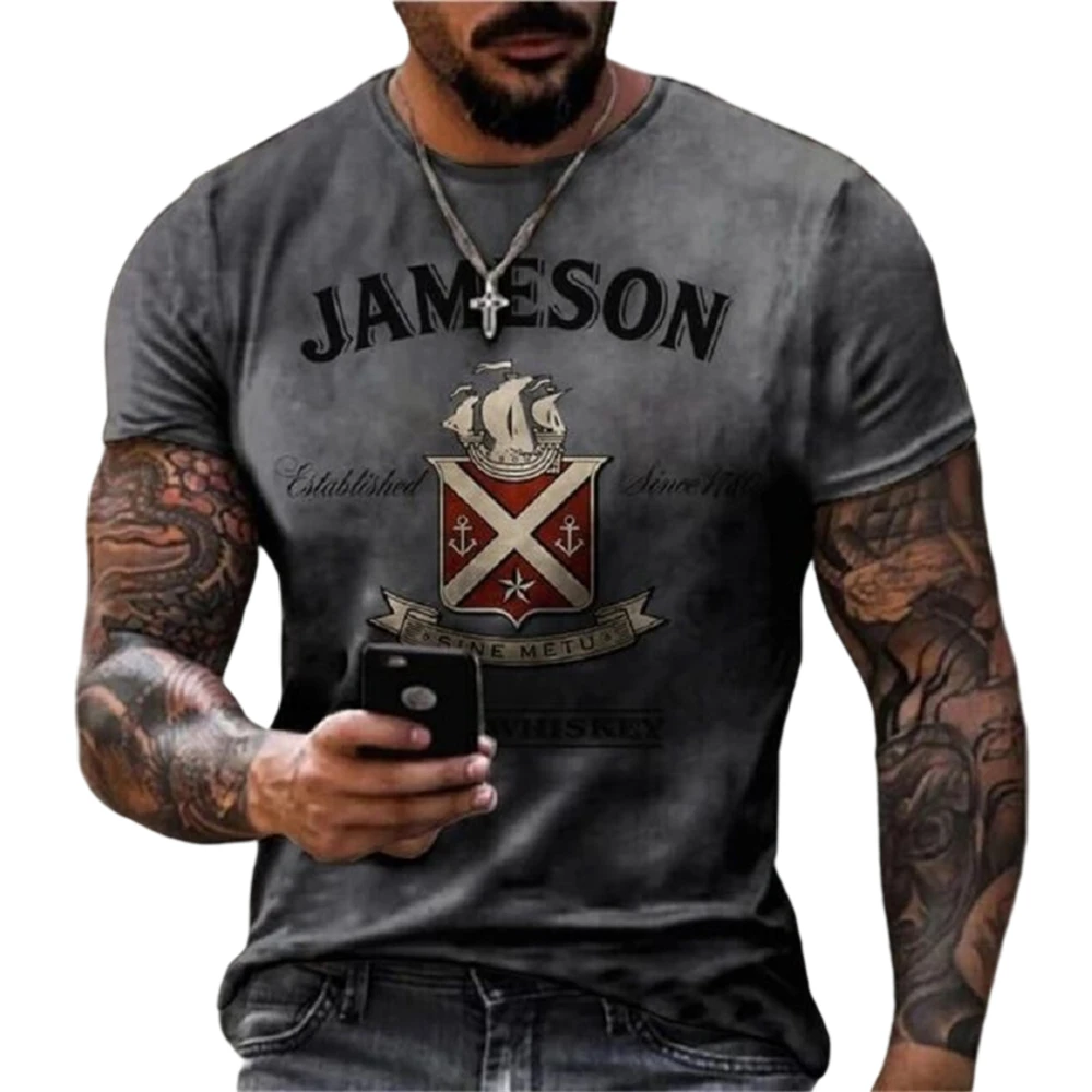 

Men's Street Casual Wear Letters 3D Printing Trendy Crew Neck Tops Summer High Quality Loose Oversized T-Shirts 2022