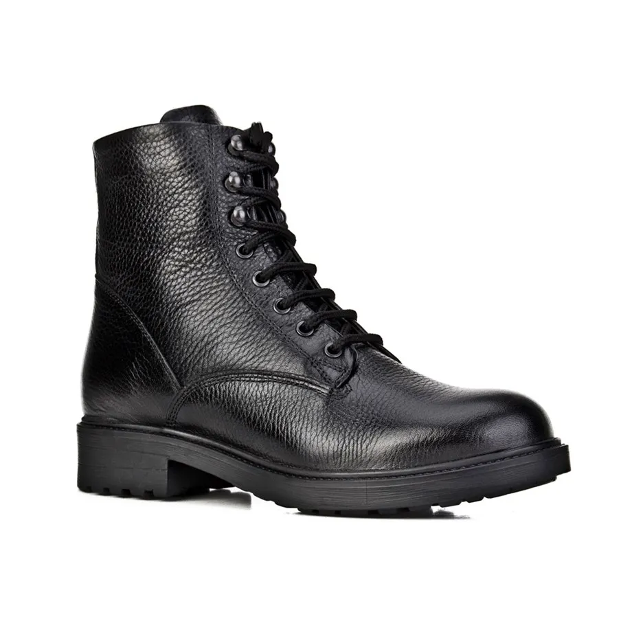 

Genuine Leather Black Zipper Women 'S Flat Boots