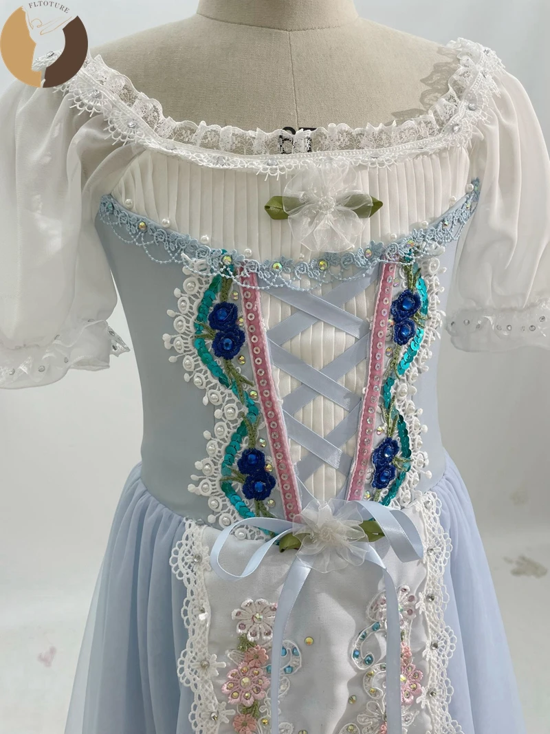 FLTOTURE классическое сине-серое романтическое длинное платье балетная вариация