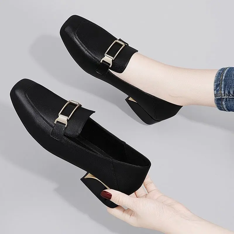 

Mary Jane Shoes 2022 Spring New All-Match Square Head Wanwan Style Shoes Gentle Mid Heel Thick Heel Fairy Shoes Women E126
