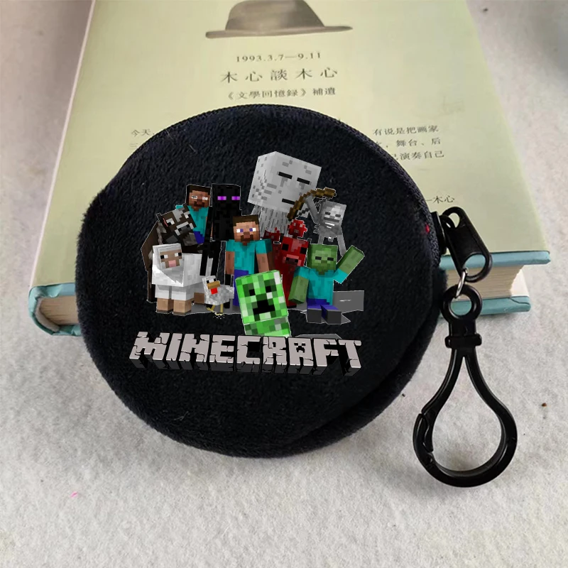 Фото Новый кошелек для монет в игровой тематике Minecrafted, мужской мультяшный кошелек Zero Wallet, круглые сумки, мужская мини-модная сумка для хранения наушников, подарок на день рождения №3