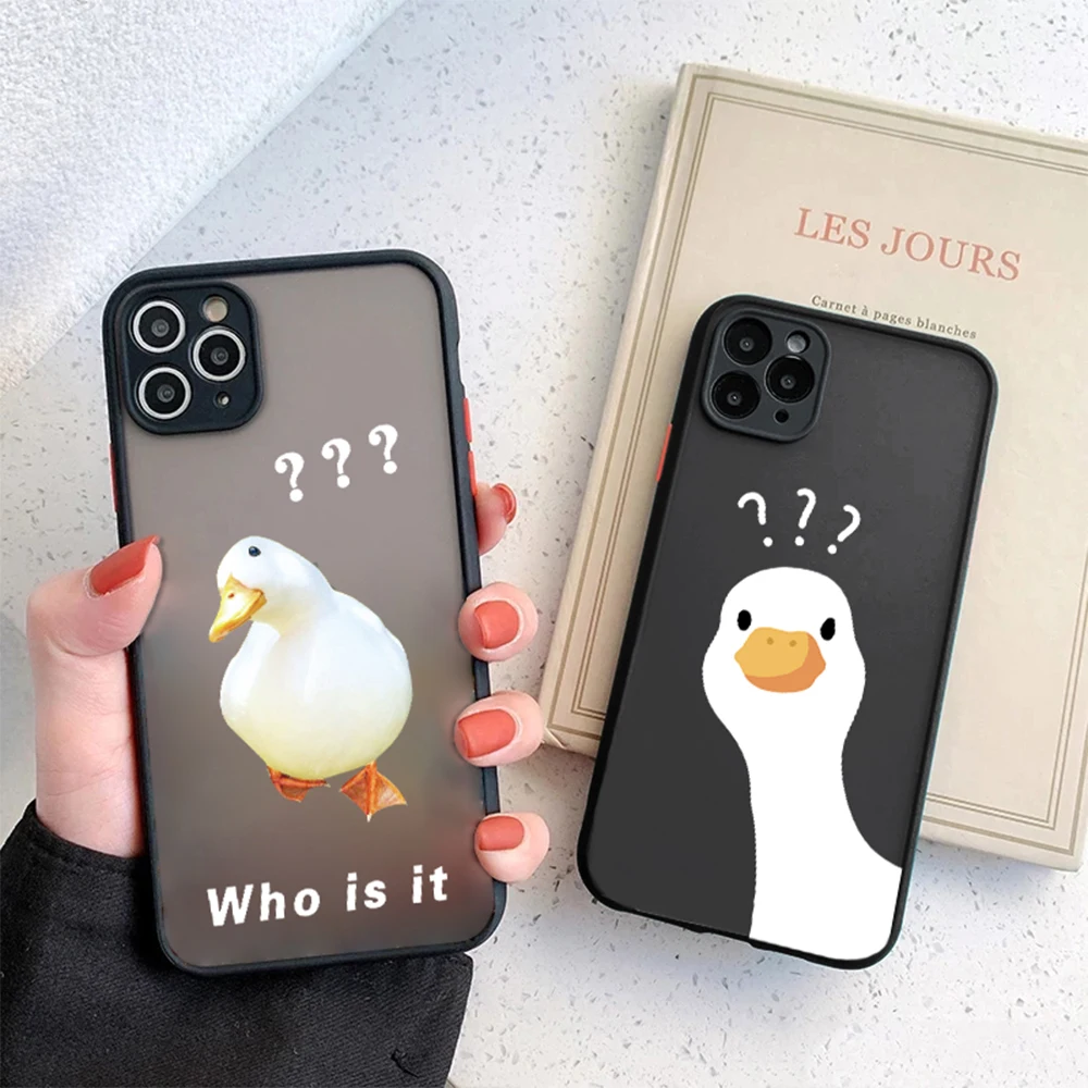 

Hard Back Fundas for IPhone 14 13 12 11 ProMax Mini Plus Cover for IPhone XR XS Max 7 8 SE 2022 Question Mark Duck Phone Case