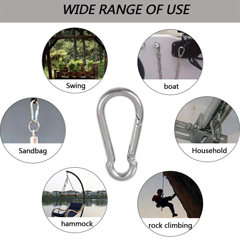 

AT35 4Pcs Stainless Steel Ceiling Hook 1.8 Inch Pad Eye Plate+4Pcs Spring Snap Hook Carabiner,Hardware Staple Hook Loop
