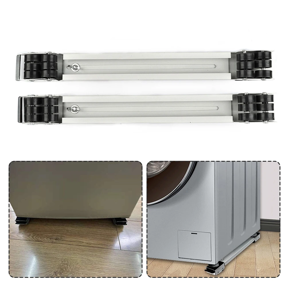 

2 Pcs Drum Washing Machine Refrigerator Mobile Base Stand Bracket Multi-functional Movable Trolley Fixed Mount Racks