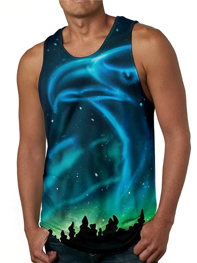 Майка мужская с круглым вырезом тенниска 3D-принтом майка без рукавов