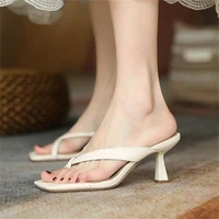 womens sandals fur slides shoes for women 2022 new womens flip flops square toe flip flops fairy style stilettos mules