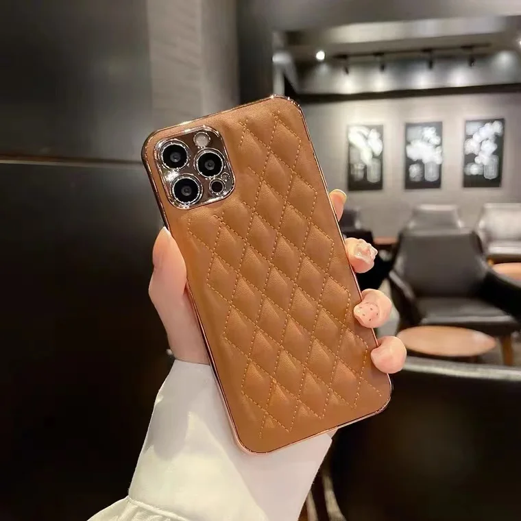 

Brown High Quality Luxury Diamond Leather Drop Protective Case For iPhone 14 13 12 11 ProMax X XR XsMax SE 2020 7 8 14 Plus Case
