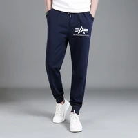 mens alpha print trouser easy to match home pants fitness solid color jogging pants spring fall sports pants for male