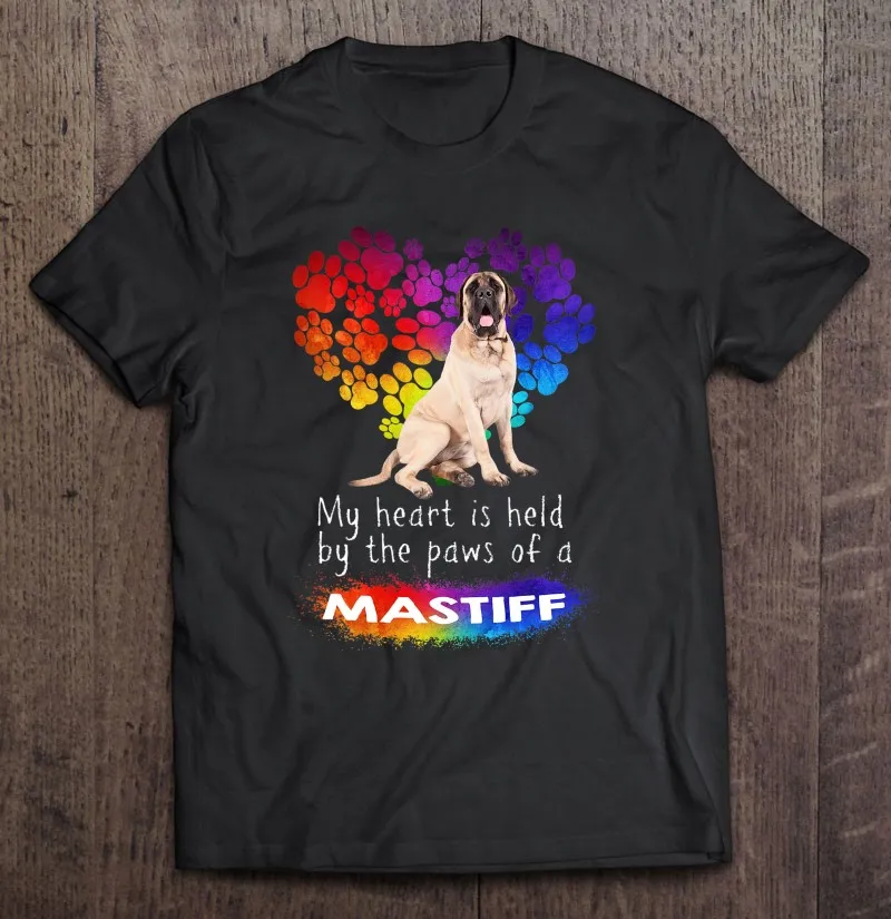 

Мужская футболка с надписью «My Heart» и надписью «The Paw Of A English Mastiff»