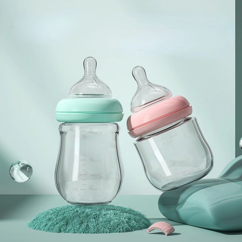 

120/150 мл стеклянная бутылка для новорожденных, бутылочка для младенцев с широким уровнем защиты от удушения и вздутия молока