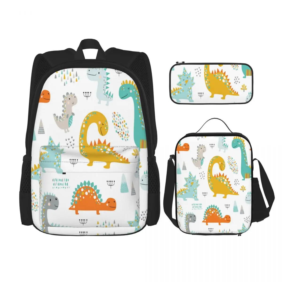 

3 Pcs Cute Colorful Kids Dinosaurs Backpack Unique Prints Knapsack for Teenagers Girls Boys Travel Bagpack Children School Bags