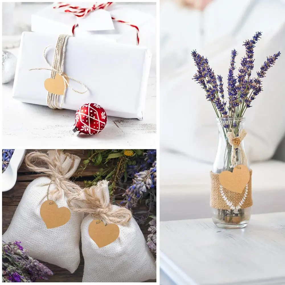 Ярлыки из крафтовой бумаги в форме сердца универсальные пустые ярлыки сделай сам