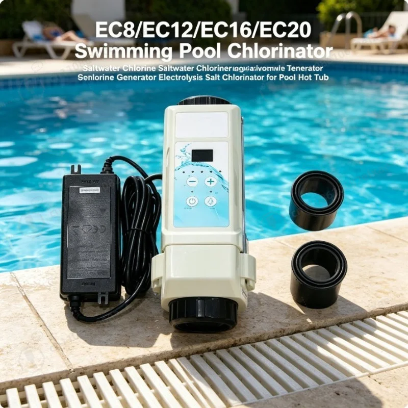 Фото Генератор хлора для бассейнов и спа EC8/EC12/EC16/EC20 24В: Автоматическая электролитическая ячейка для производства солевого хлора №1