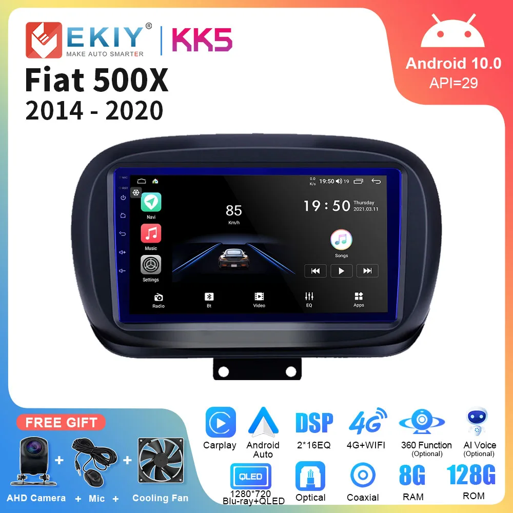 

EKIY KK5 QLED Car Radio For Fiat 500X 2014 - 2020 2 Din Android Auto DSP Multimedia Video Player GPS Navigation CarPlay Stereo