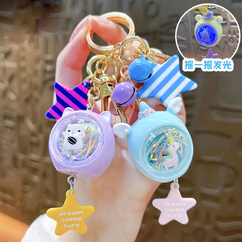 Акриловый светящийся кролик Единорог брелок Мультфильм дом животное подвеска