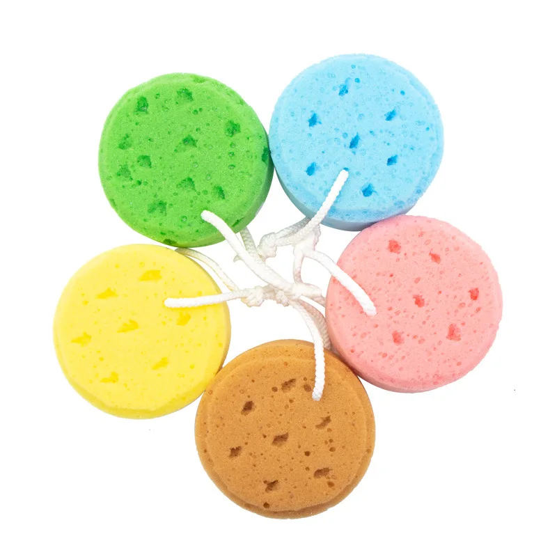

Round Seaweed Sponge Scrubber kitchen dishes bowl cleaning Sponge Hangable Bath Scrub Honeycomb Foaming Body Cleaning Products