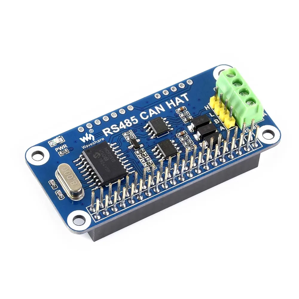 

Waveshare RS485 CAN HAT for Raspberry Pi Zero/Zero W/Zero WH/2B/3B/3B+,onboard CAN controller: MCP2515,485 transceiver: SP3485,