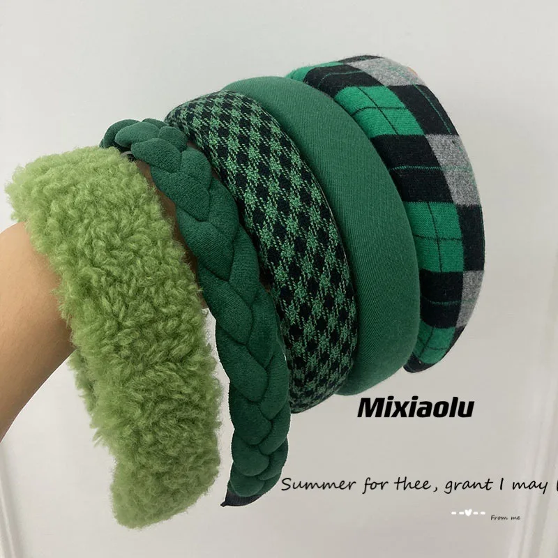 

Чернильный нефритовый зеленый корейский стиль ретро клетчатый головной убор шпилька для волос с большим кишечником качественная нишевая темпераментная повязка на голову аксессуары для волос