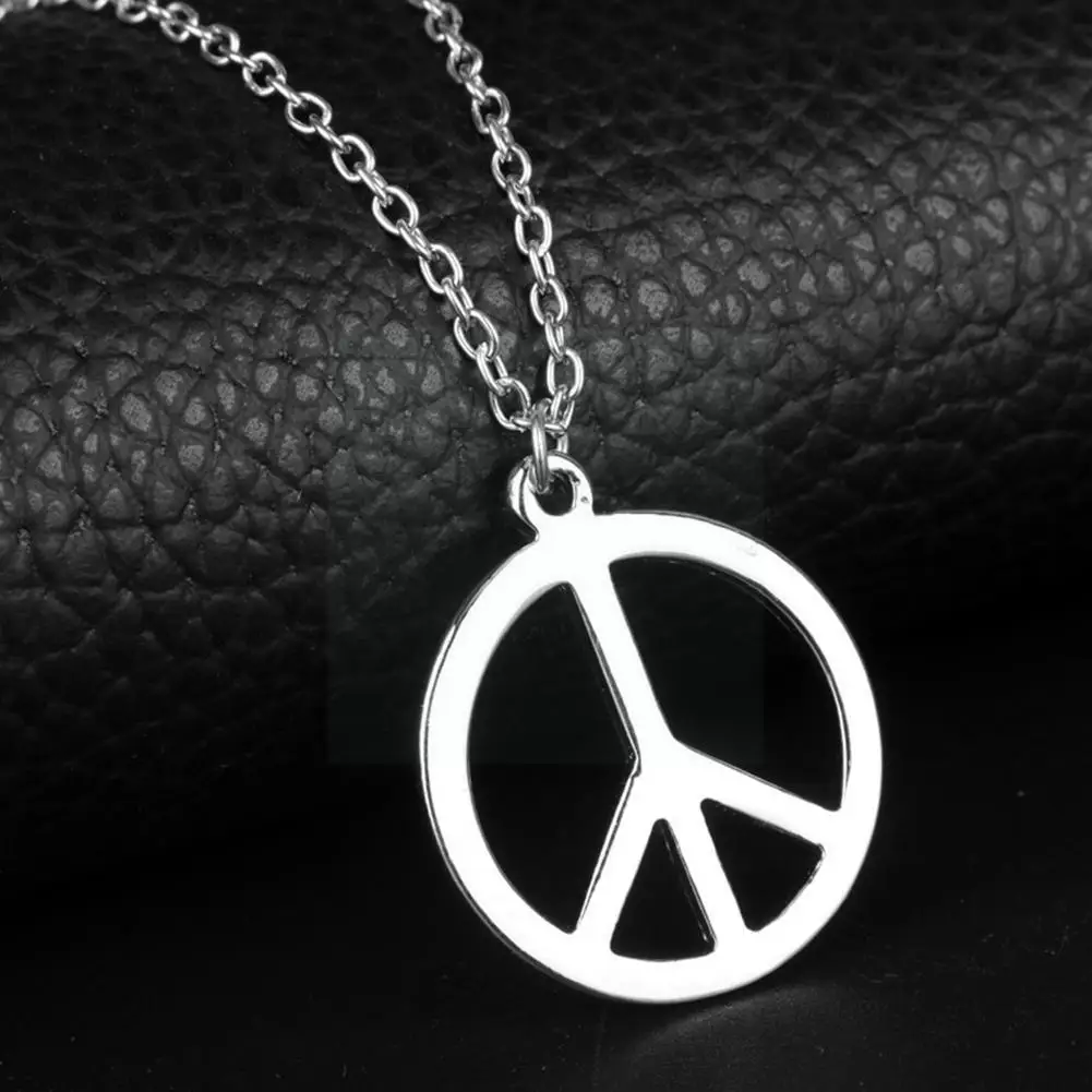 

Steel Necklace Peace Sign Pendant Necklace Jewelry Symbol Peace Necklace Classical I7e6