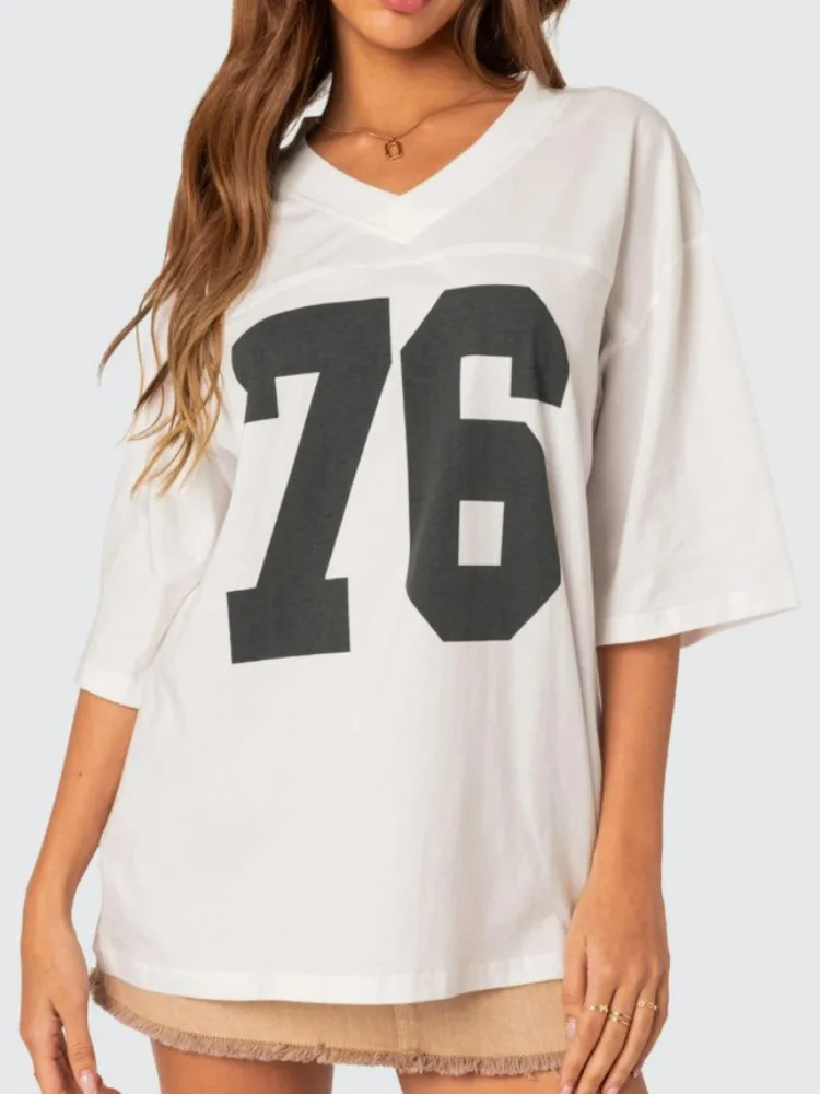 Y2K белая баскетбольная женская футболка спортивная с короткими рукавами в стиле