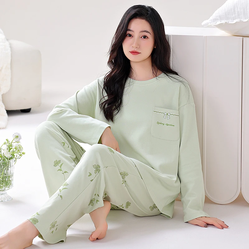 Женская пижама с длинным рукавом большого размера