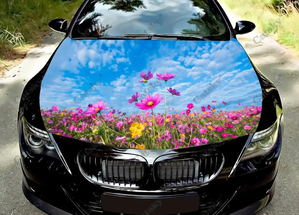 

Field Landscape Flowers Car Hood Vinyl Stickers Wrap Vinyl Film Engine Cover Decals Sticker Universal Car Hood Protective Film