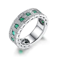 vintage band female finger ring full dazzling green whit cubicglass filledia delicate accessories for women