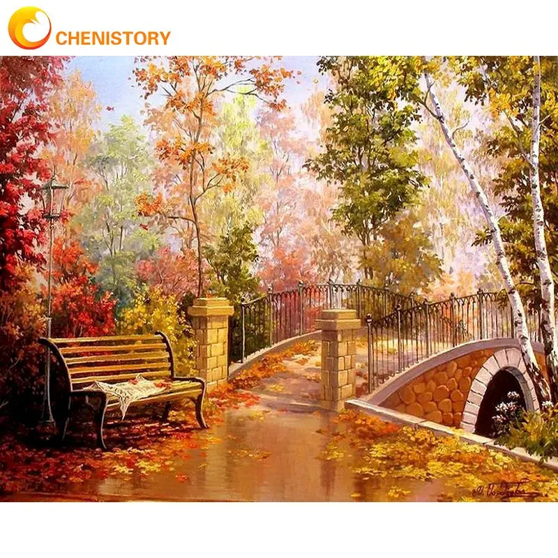 

CHENISTORY Modern Painting By Numbers Diy Gift Bridge In Forest Drawing On Numbers Home Decors For Adults Home Decors Pictures