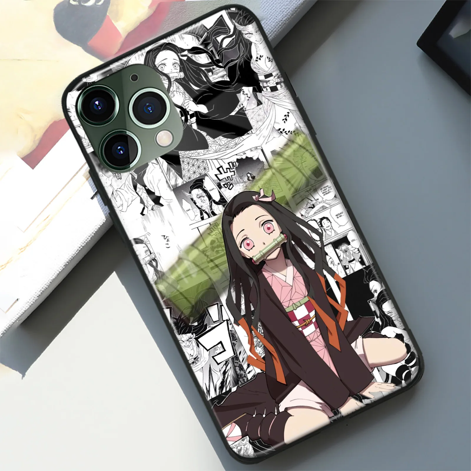 

Чехол для телефона Nezuko Kamado Kimetsu no Yaiba, аниме чехол для iPhone 13, 12, 11, Mini Pro, XS, Max, 6s, SE, X, XR, 7, 8 Plus, Мягкий стеклянный чехол