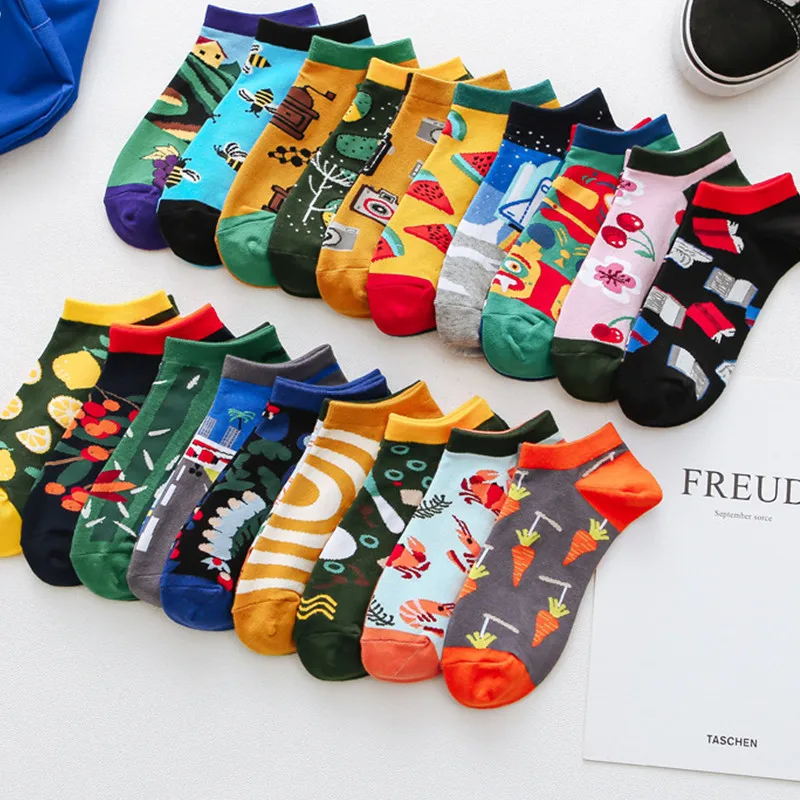 

Spring Style AB Tide Socks Women Cotton Ankle Socks Couple Socks Fun Series Animal Outer Space Fruit Men's and Women's Socks