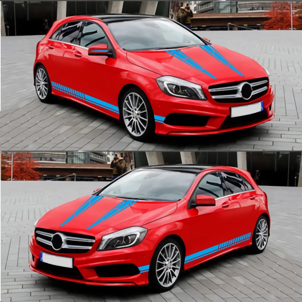 

6PCS Car Hood Rearview Mirror Door Side Stripe Stickers Decoration Design Fashion Racing Vinyl Decals Universal Auto Accessories