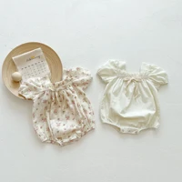 childrens clothing to 12 months infant childrens bodysuit 2022 summer floral bows girl baby puff sleeves romper clothes