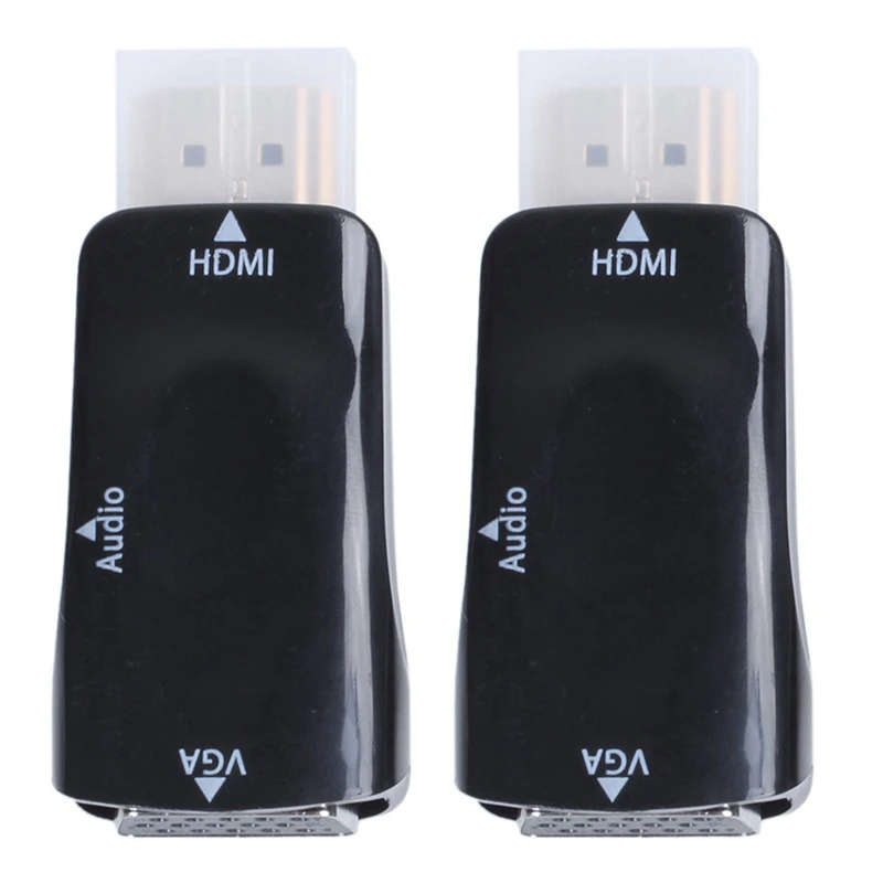 

2X HDMI-совместимый конвертер VGA позолоченный с разъемом 3,5 мм черный аудиокабель