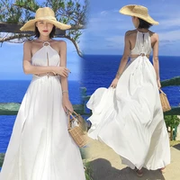 2022 european and american new womens beach dresses summer seaside vacation fashion sexy white suspender dress women