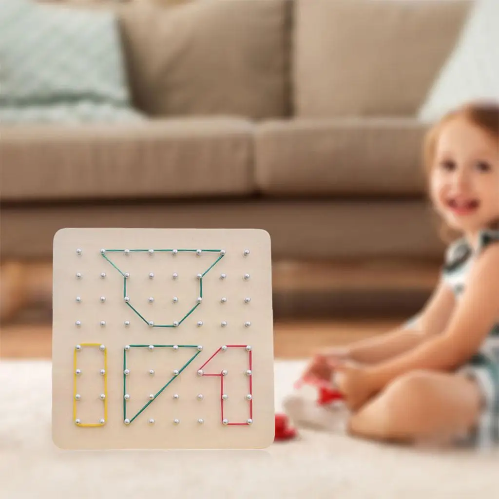 

WOOD GEOBOARD MATH Educational Puzzle Montessori Graphics Graphic Toy