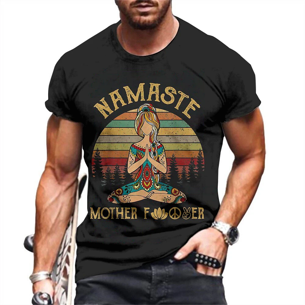 

Футболки Namaste Mother с четким графическим рисунком, уличная одежда для мужчин, летняя повседневная крутая футболка с объемным рисунком