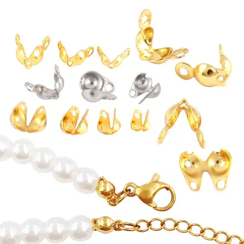 100 pcs./Lot Connecting stainless steel, fitting ball chain, kalott, terminal squima beads for the necklaces, materials ...