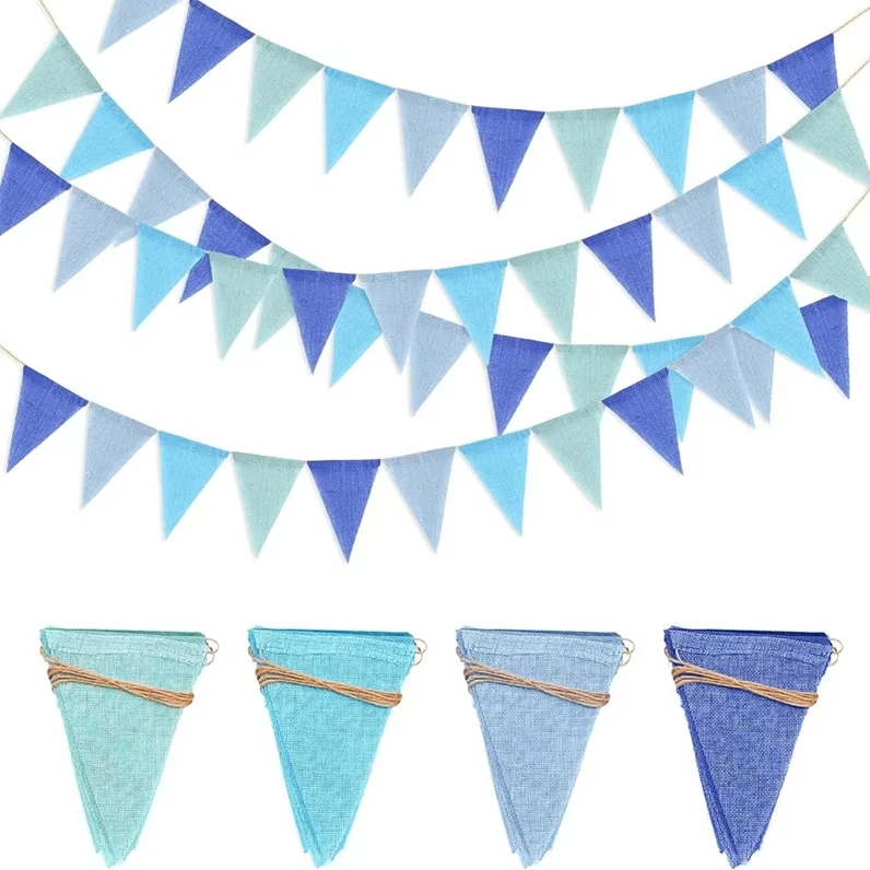 

Льняная гирлянда из треугольных флажков