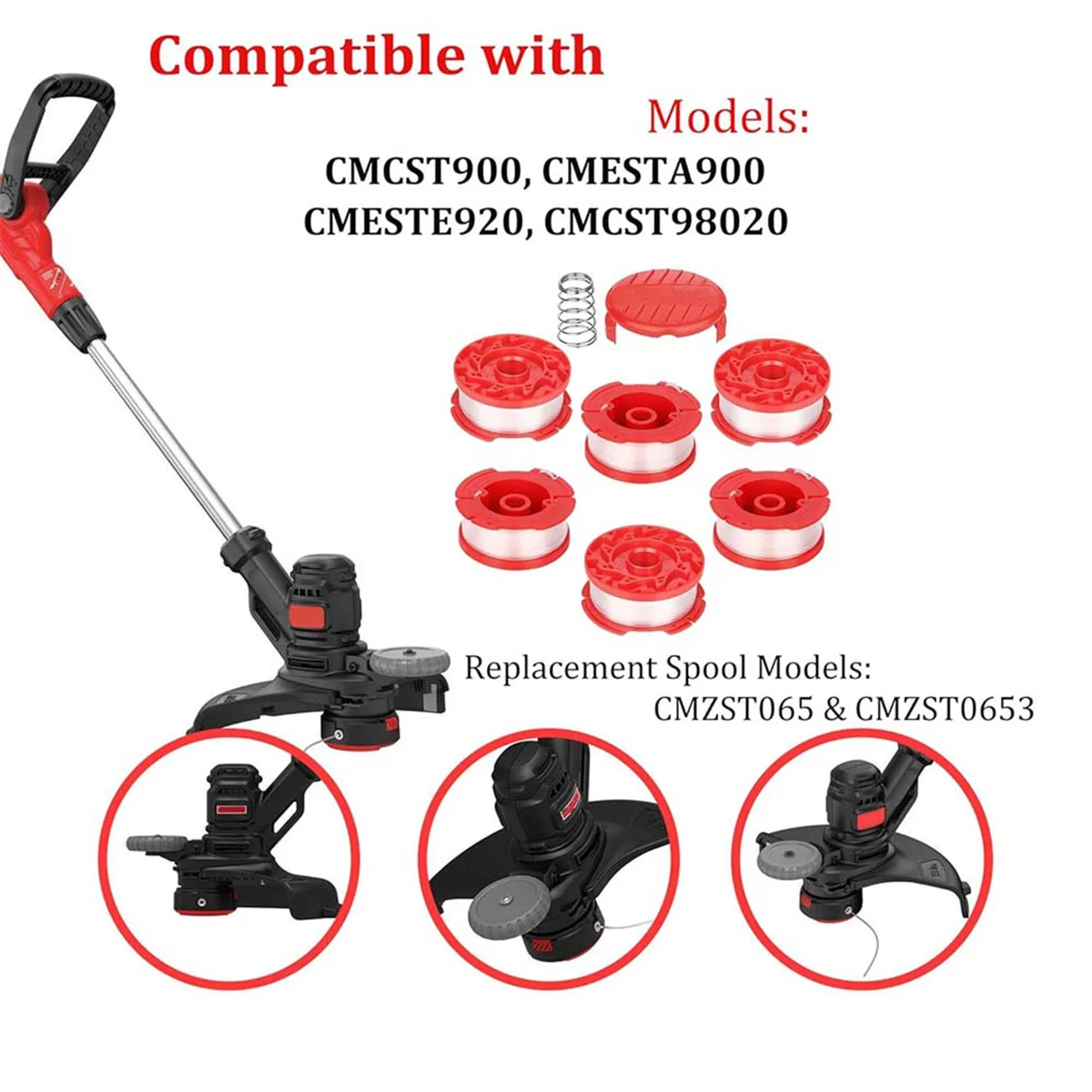 CMZST065 Триммер для струн Weed Eater катушка Craftsman Wacker и сменная крышка катушки CMZST12SC