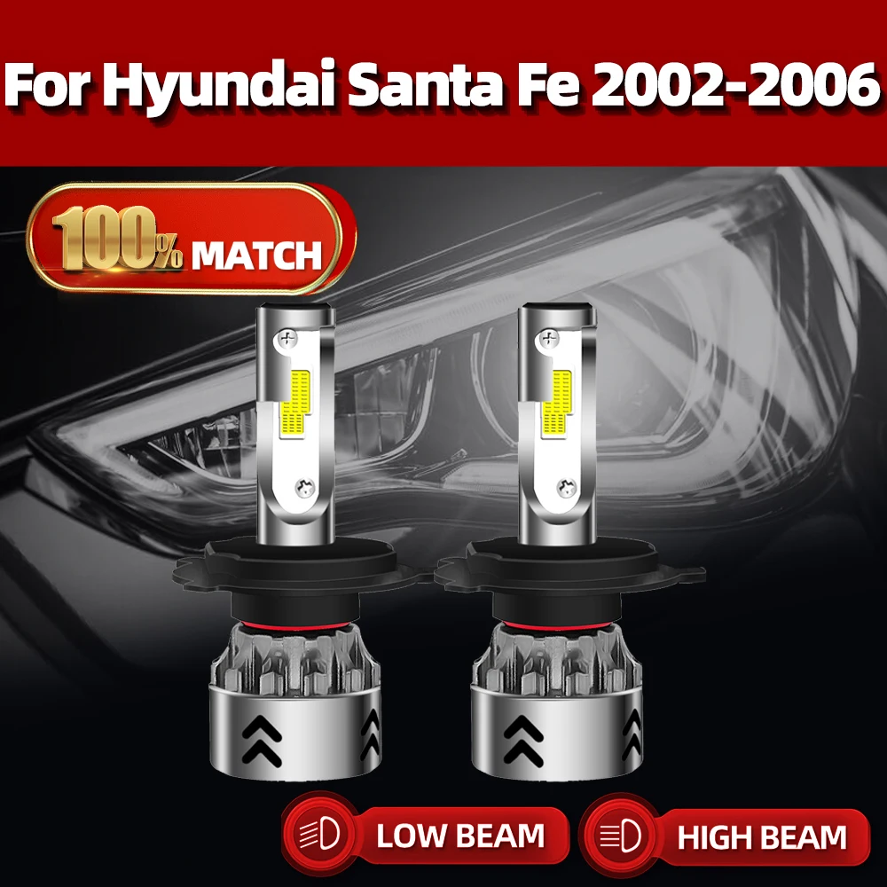

120 Вт H4 Canbus светодиодная фара CSP, автомобильная лампа головного света, 2002 лм для Hyundai Santa Fe 2003 2004 2005 2006