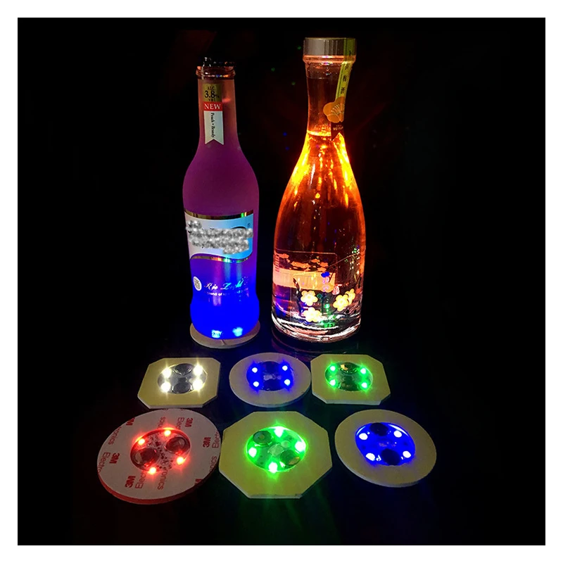 

LED Party Drink Cup Mat New Year Halloween Battery Powered Bottle Stickers Coasters Lights Decoration Lights Christmas Vase