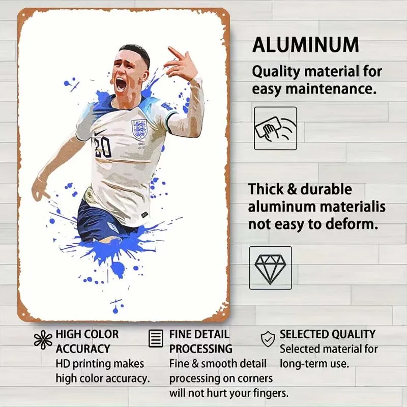 Фил Фоден английская надпись спортивный металлический постер украшение в виде