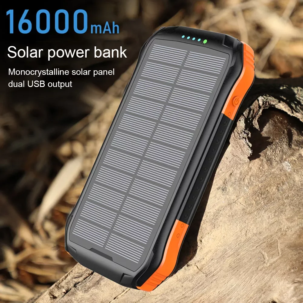 

NEW2023 PINZHENG 16000mAh Solar Power Bank PD 3.0 Fast 18W Powerbank Portable External Battery DUAL USB Powerbank Charge Phone C