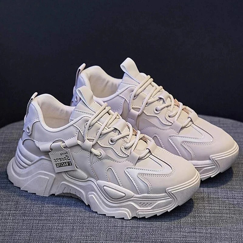 Women Platform Increase High Sneakers Outdoor Breathable Mesh Leisure Non-slip Spring Autumn New Woman Shoes Lace-up Shoes