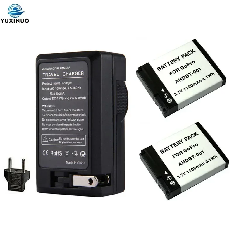 3 7 В 1100 мАч AHDBT-001 AHDBT001 Аккумулятор + зарядное устройство переменного тока для GoPro Go