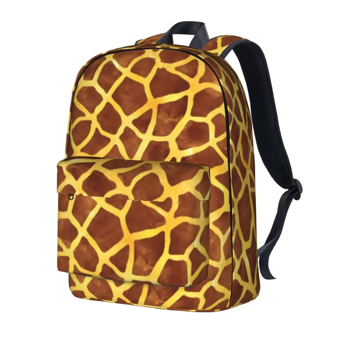

Giraffe Print Backpack Gold And Brown Male Polyester University Backpacks Big Kawaii High School Bags Rucksack