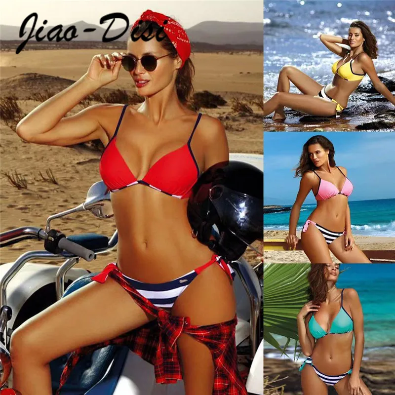 

Новинка, сексуальное бикини 2022, купальник, женский купальник, комплект бикини пуш-ап, Модный комплект бикини с открытой спиной, полосатые ку...