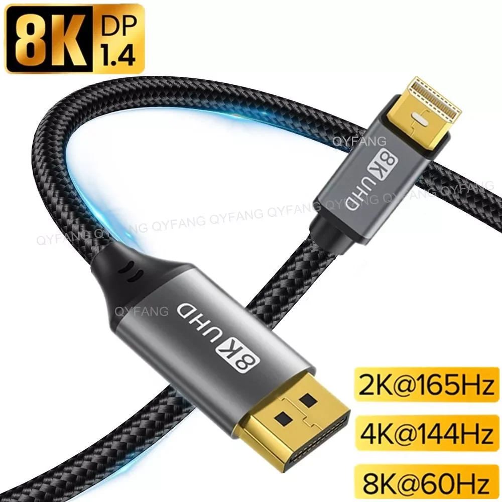 

2 Mini Display port Cable Mini DP Cable to DisplayPort 1.4 8K Adapter for Macbook Pro Air Projector 4K Mini DP Cable