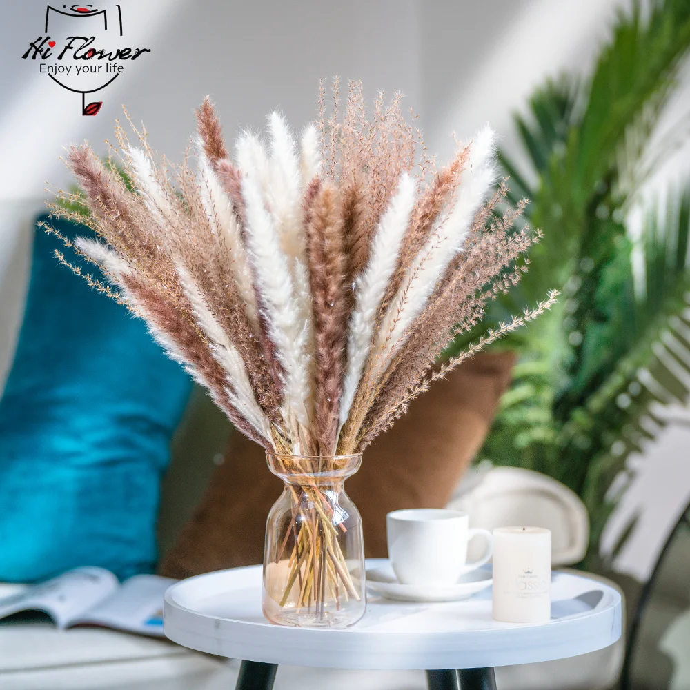 

50Psc Pampas Grass Flowers Natural Dried Flower Bouquet for Home Table Arrangement Decor Real Plants Wedding Country Decoration