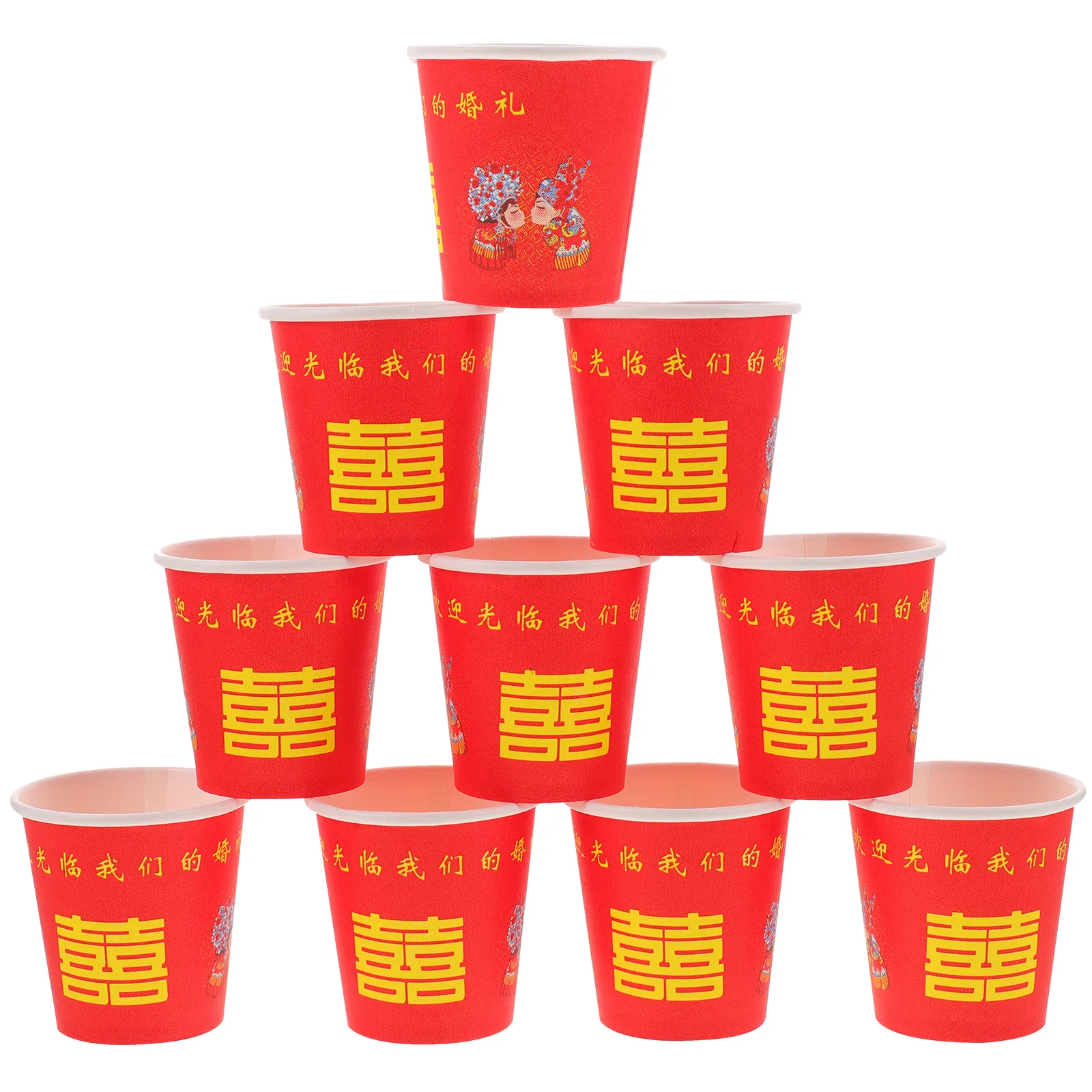 

100pcs Red Festive Paper Cup Party Use Juicy Storage Cup Disposable Wedding Paper Cup